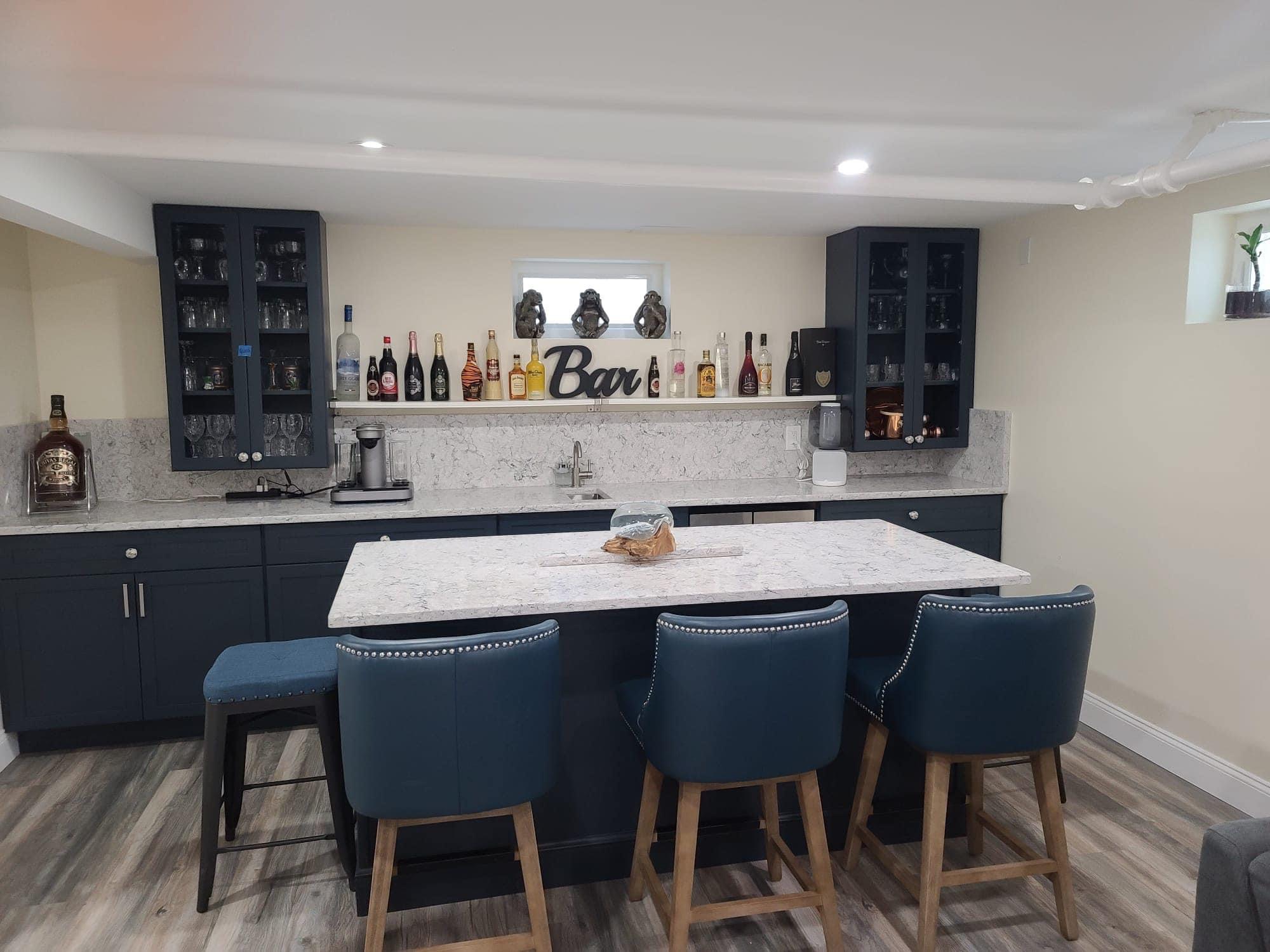 Custom Basement Renovation with a Custom Bar in Laurelton, Queens NY